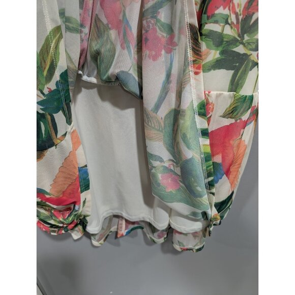 G by Guliana Printed Aria Mesh Tiered Maxi Skirt Green Tropical Parrot Sz 2X - Picture 11 of 15